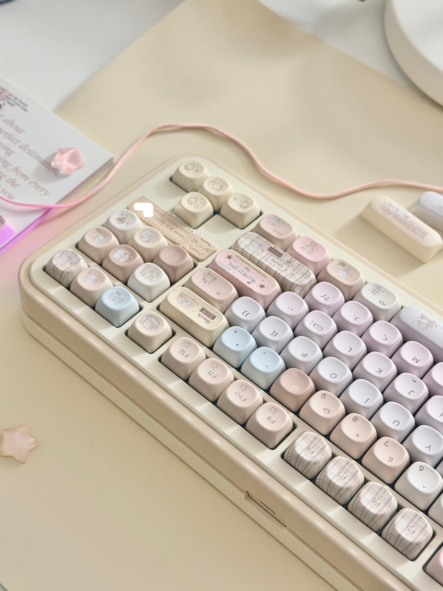 #0292 Cream Pale Pink Lamp Cake Cherry/moa Profile Keycap