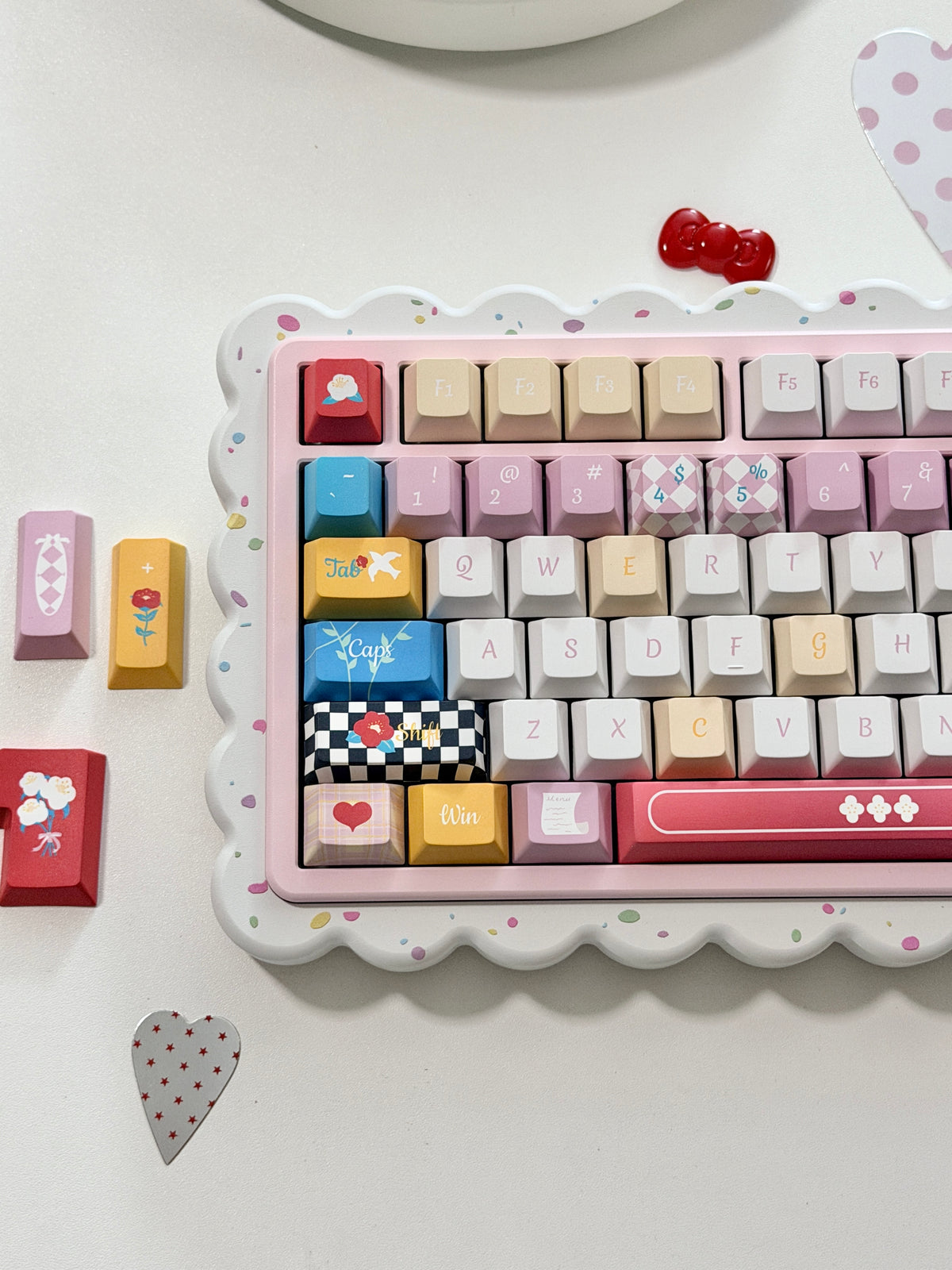 #0316 One Star Sweet Cake Party Keycaps – Pastel Pink Dessert Theme Cute Kawaii Mechanical Keyboard Keycap Set