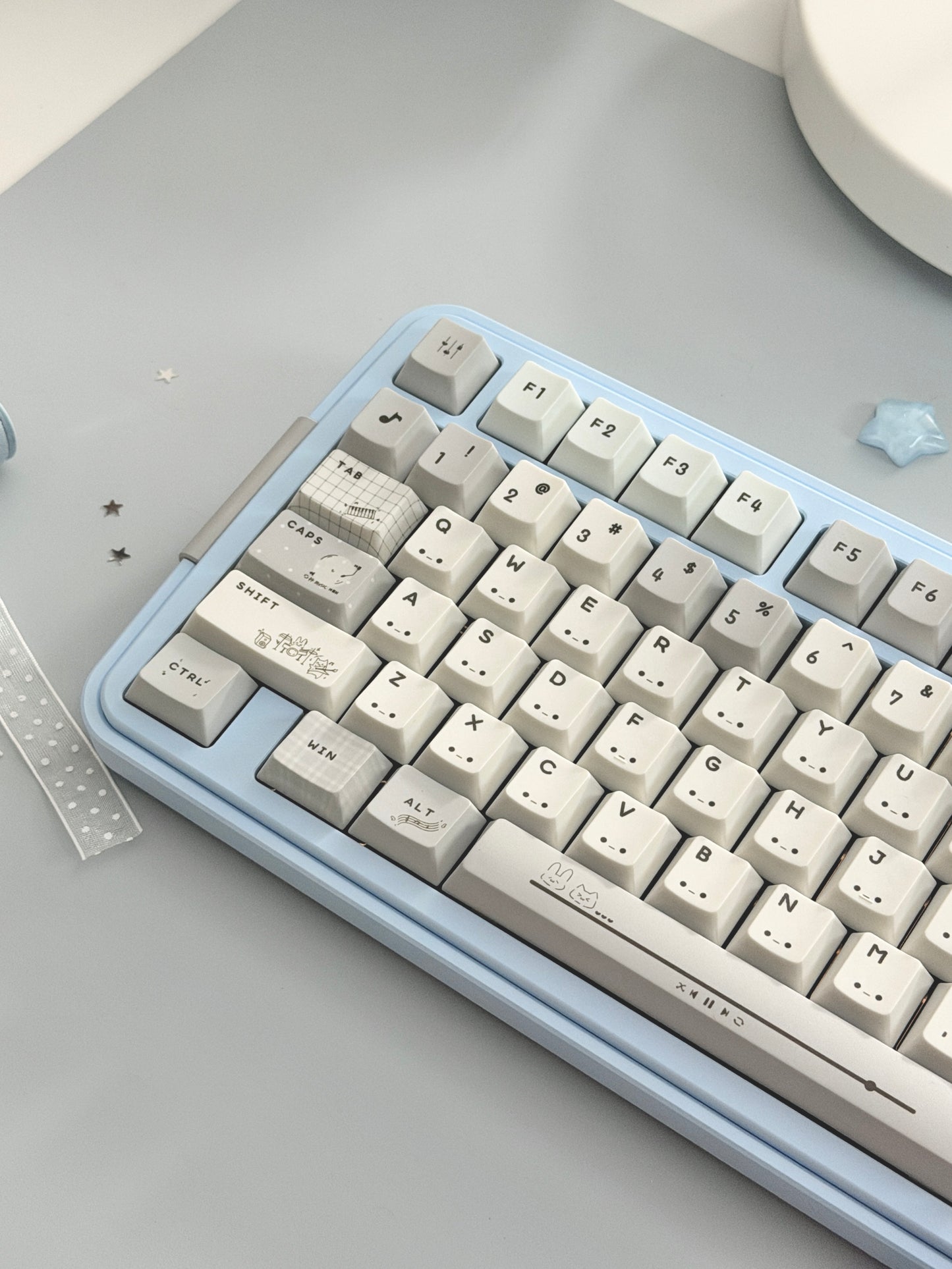 ONLY 1 Instock Prebuilt Aluminum Custom Mechanical Keyboard Bread80 Wireless Pale Blue Set