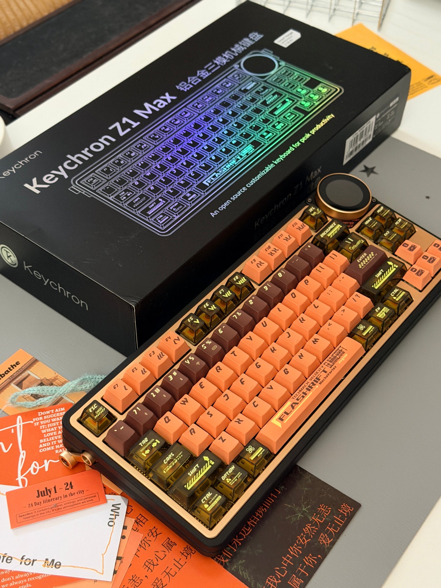 Unboxing Clearance ONLY 1 Instock Keychron Z1 Max Aluminum Mechanical Keyboard Wireless, RGB Backlit & Screen Knob