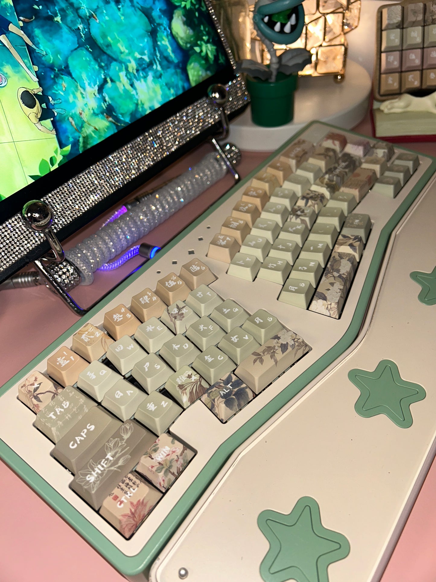 075 Matcha Green Snow Pear Blossom Cherry Profile Keycap