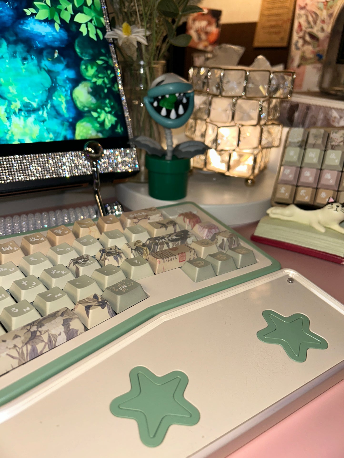 075 Matcha Green Snow Pear Blossom Cherry Profile Keycap