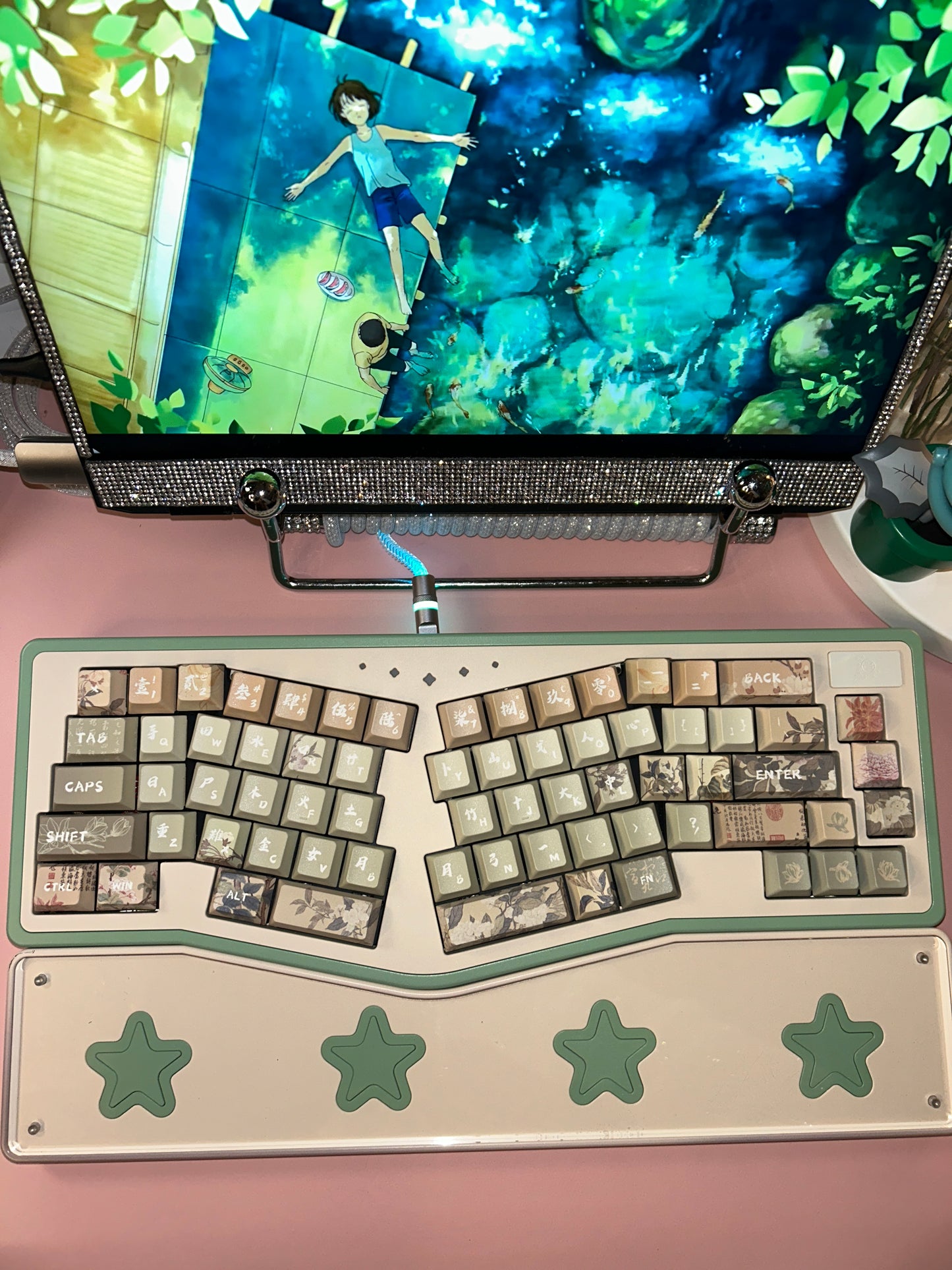 075 Matcha Green Snow Pear Blossom Cherry Profile Keycap