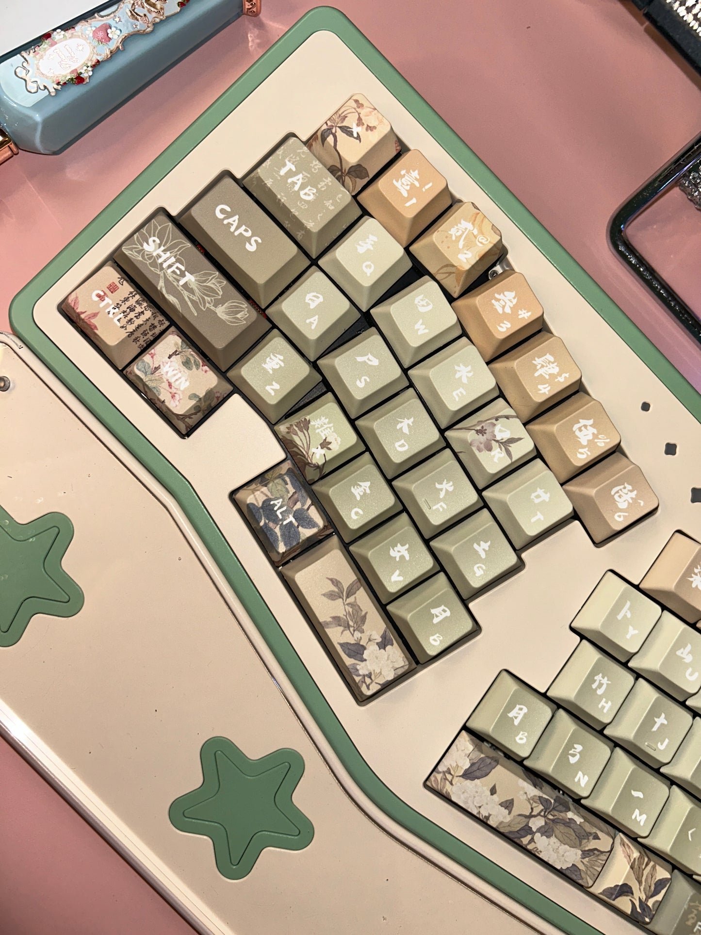 075 Matcha Green Snow Pear Blossom Cherry Profile Keycap