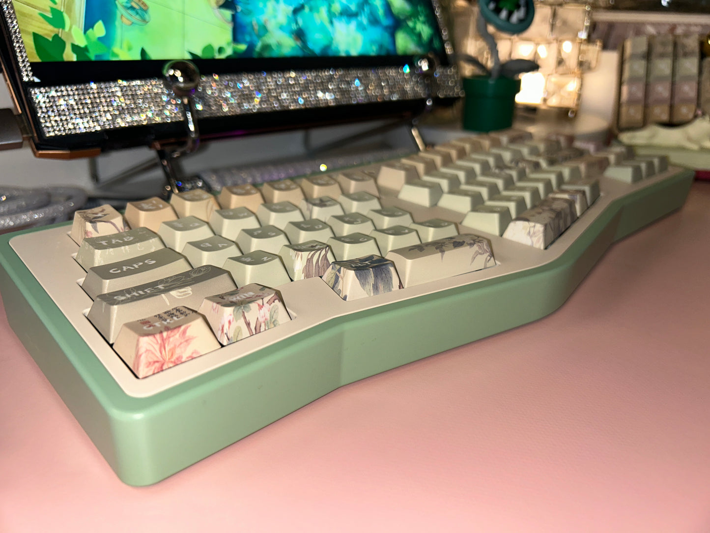 075 Matcha Green Snow Pear Blossom Cherry Profile Keycap