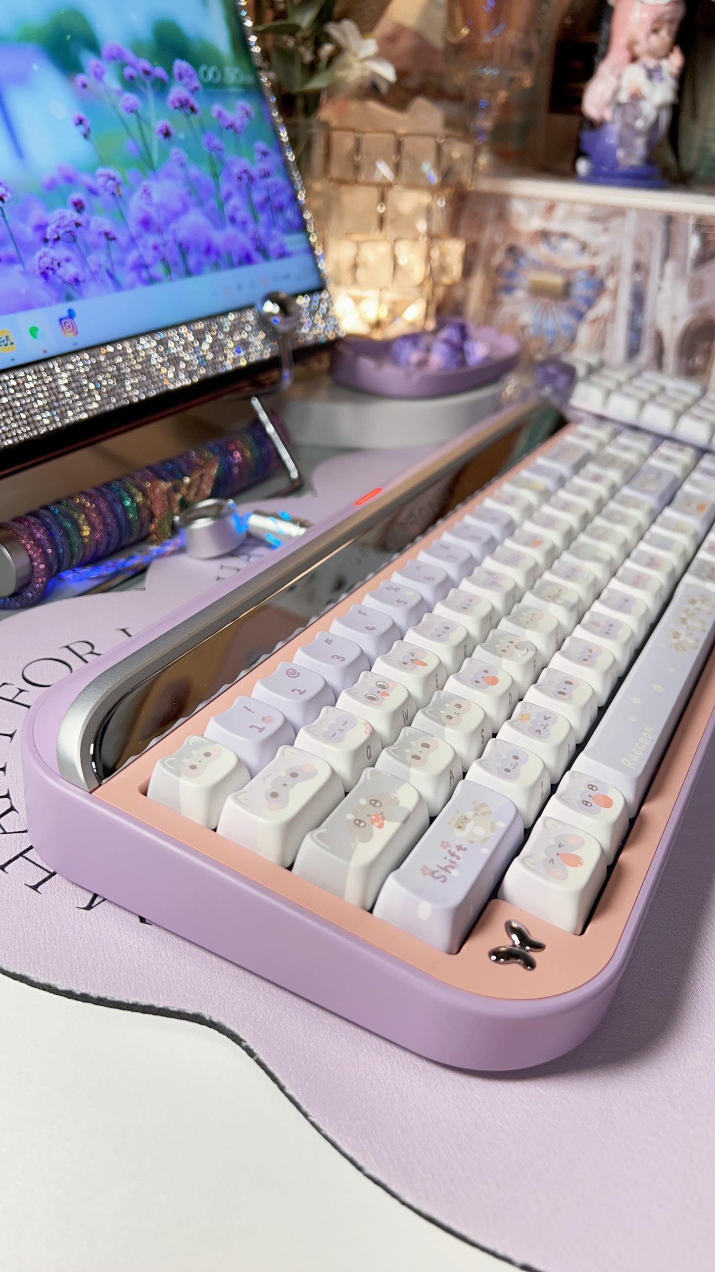 【Preorder】Prebuilt Targa65 Pink Purple Raccoon Aluminum Customized Mechanical Keyboard