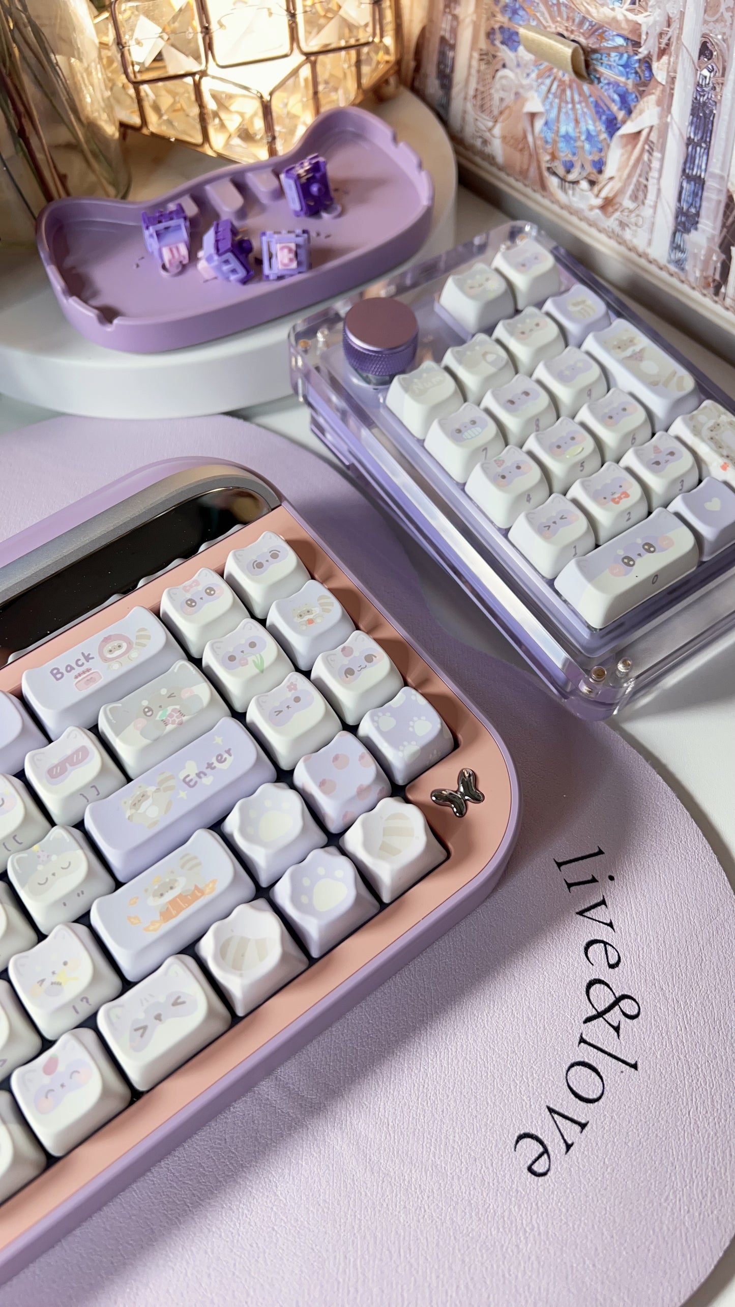 【Preorder】Prebuilt Targa65 Pink Purple Raccoon Aluminum Customized Mechanical Keyboard