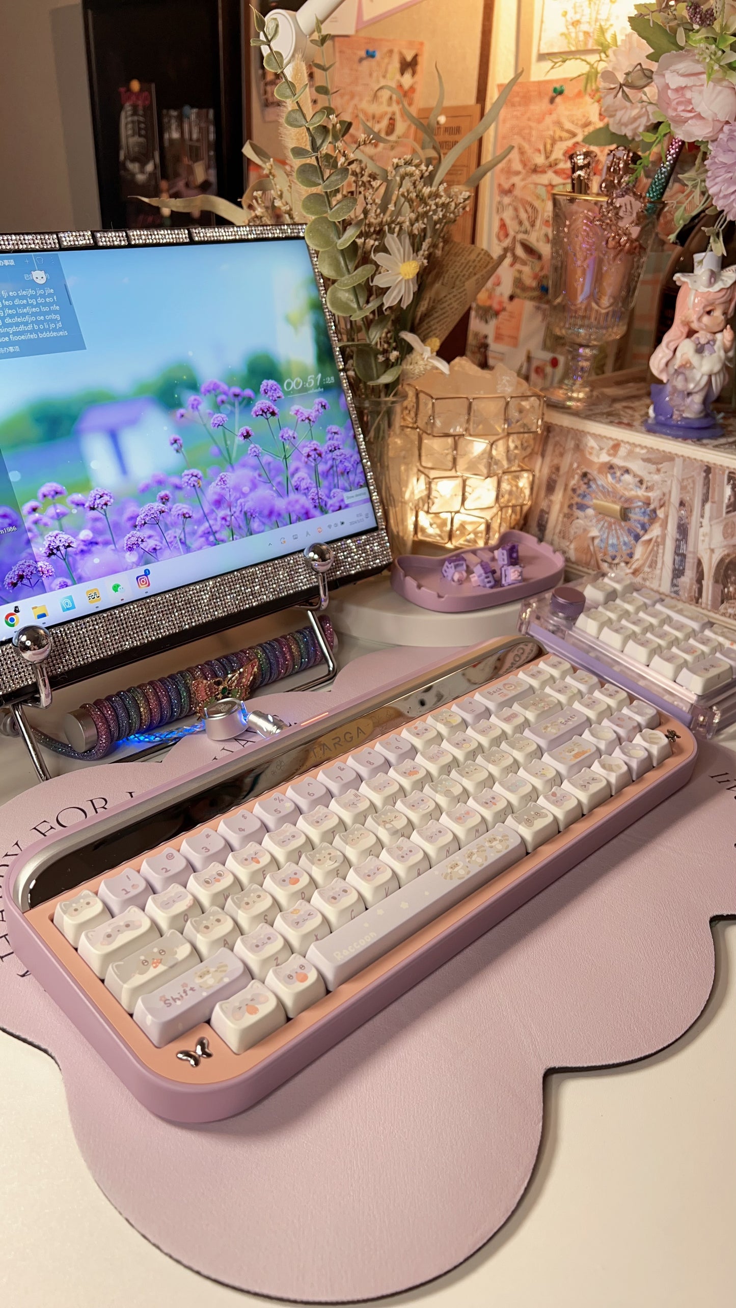 【Preorder】Prebuilt Targa65 Pink Purple Raccoon Aluminum Customized Mechanical Keyboard