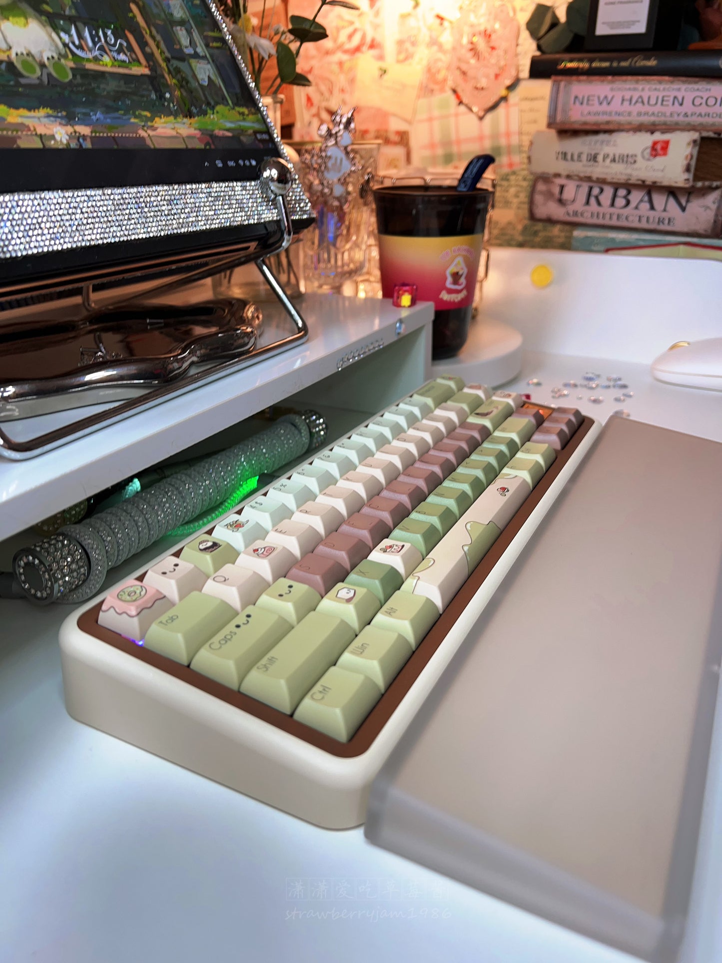 [Fully Assembled]Rose65 Matcha Milk Coffee Customized Keyboard