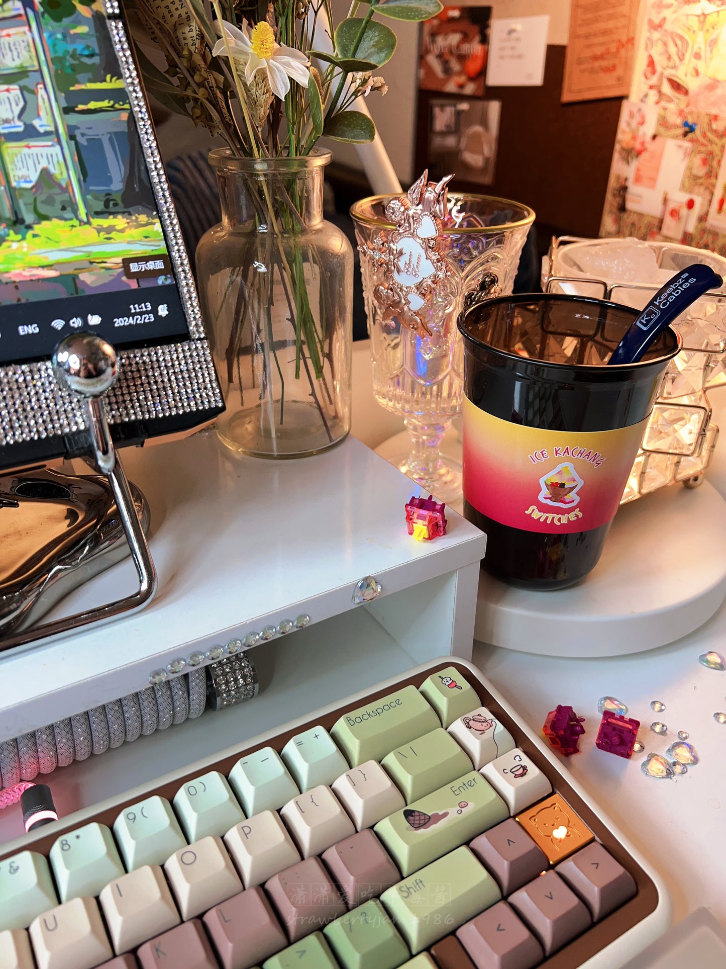 [Fully Assembled]Rose65 Matcha Milk Coffee Customized Keyboard