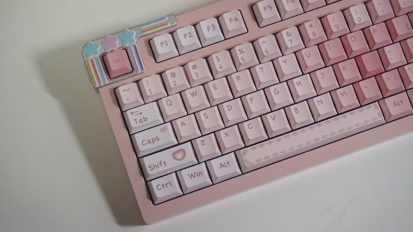 strawberryjam1986 sweet peach pink heart cherry/mda profile keycaps