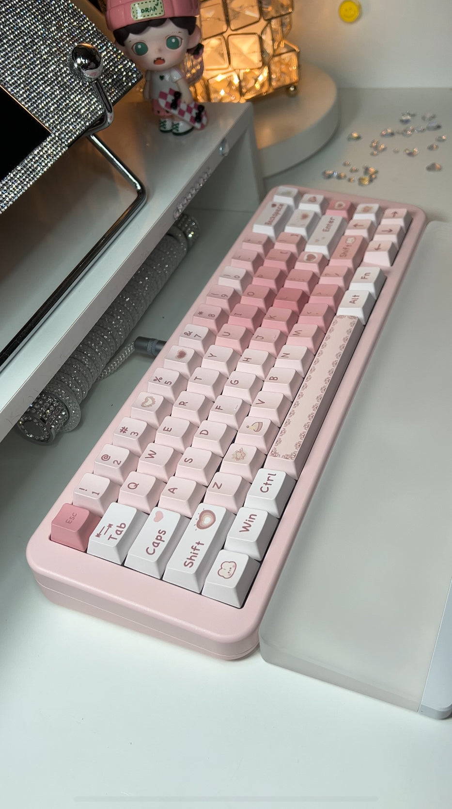 strawberryjam1986 sweet peach pink heart cherry/mda profile keycaps