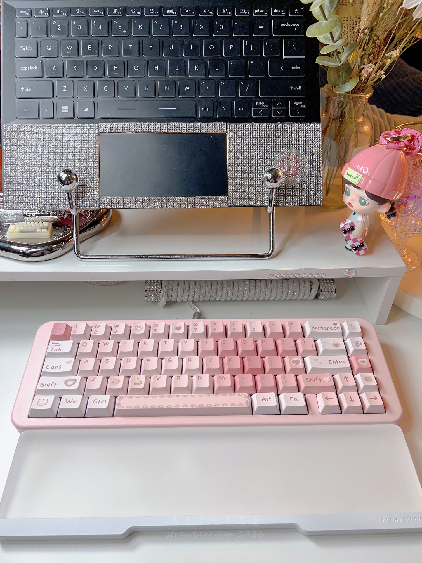 strawberryjam1986 sweet peach pink heart cherry/mda profile keycaps