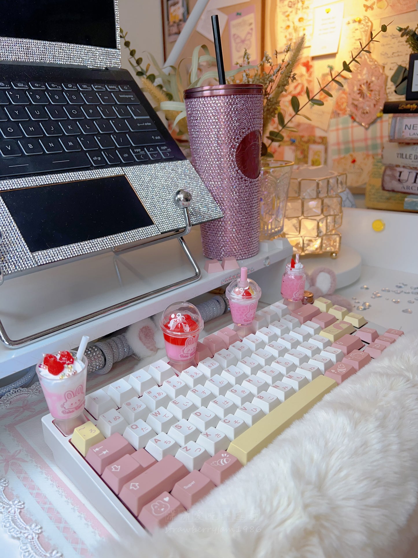 strawberryjam1986 icecream milkshake special drink bunny customized raisin keycap