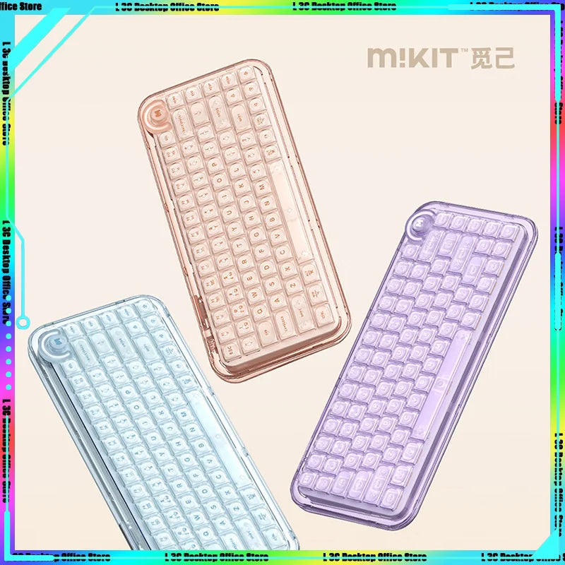 MIKIT Rainbow 80 Mechanical Keyboard Tri-mode Wireless Bluetooth Jelly Keycaps Office Game Female Notebook Win Mac iOS Girl Gift