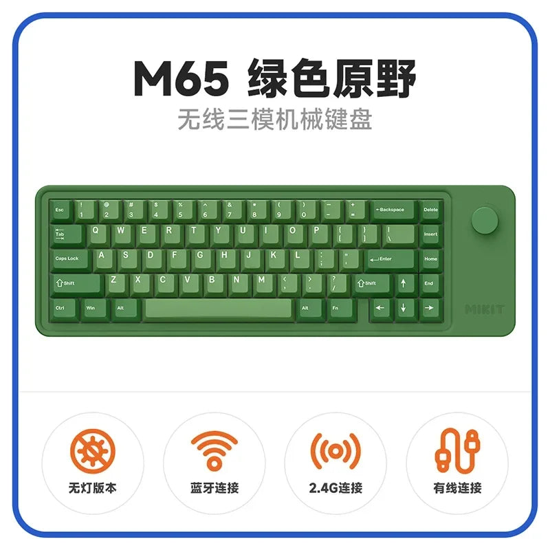 Mikit M65 Mechanical Gaming Keyboard Wireless Cartoon Graffiti 3 Mode  Office Gamers Cute Gasket Hot Swap RGB Backlight Keyboard