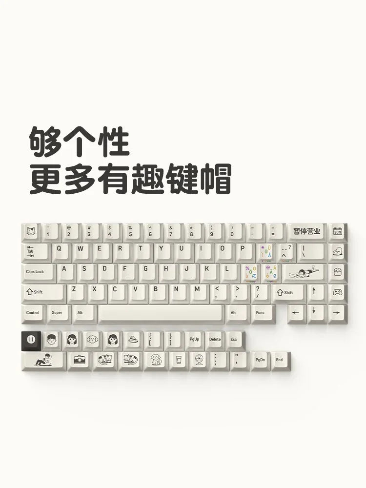 Mikit M65 Mechanical Gaming Keyboard Wireless Cartoon Graffiti 3 Mode  Office Gamers Cute Gasket Hot Swap RGB Backlight Keyboard