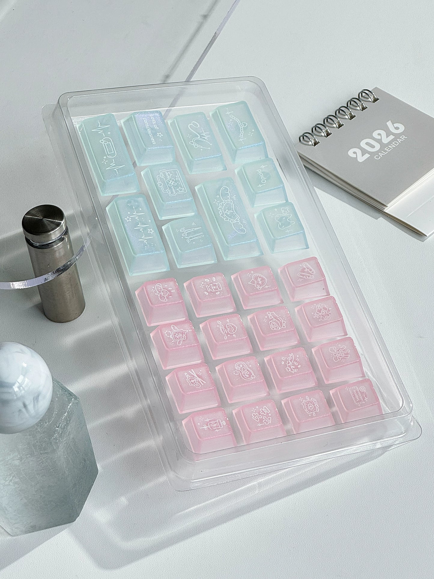 #0287 Anesthetic Cute Cure Light Blue Pink Keycap Cherry Profile Designed By Bluebird