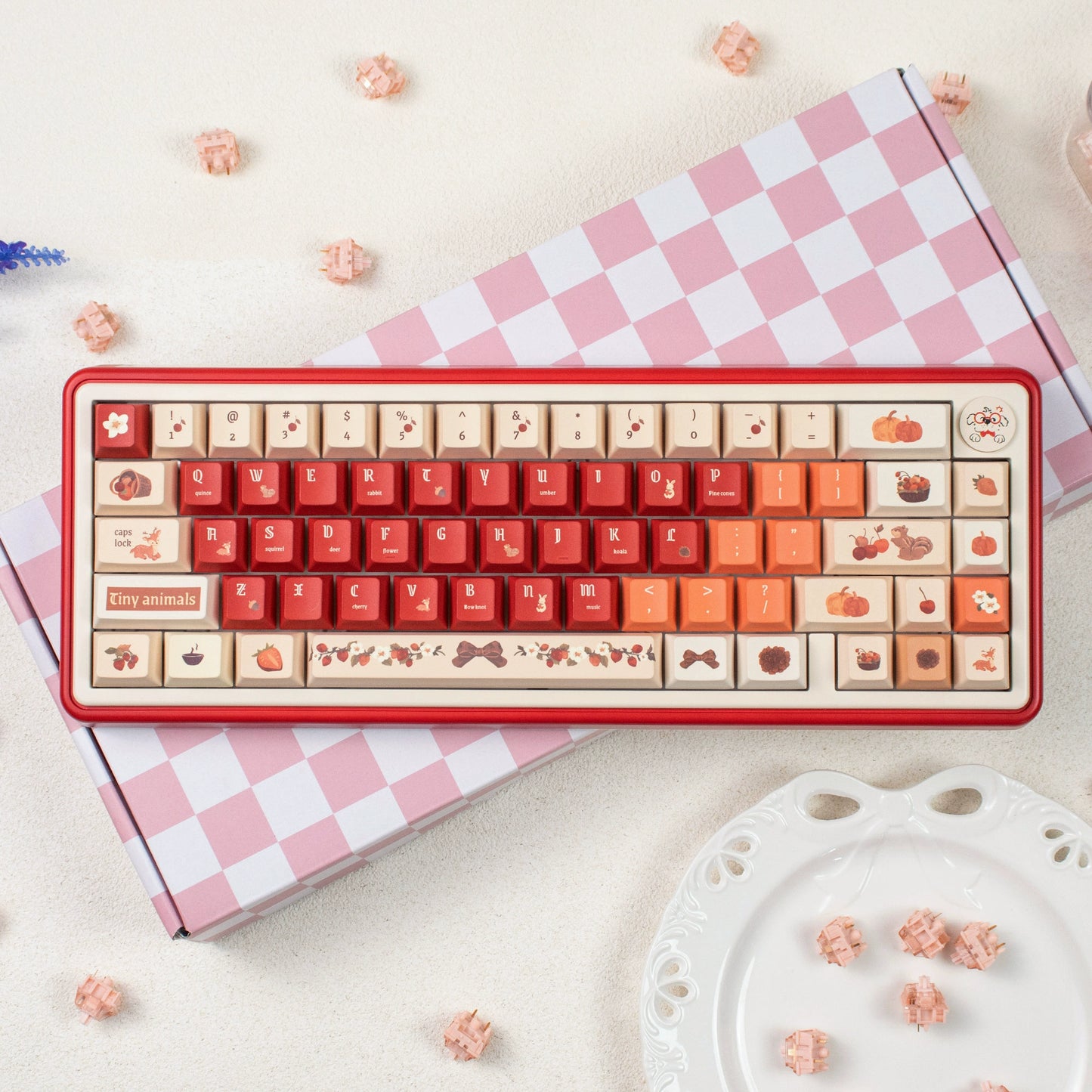 UR65 Blue/Pink/Red Mechanical Customized Keyboard (Tri-mode Gasket Hot Swap RGB Support QMK/VIA)