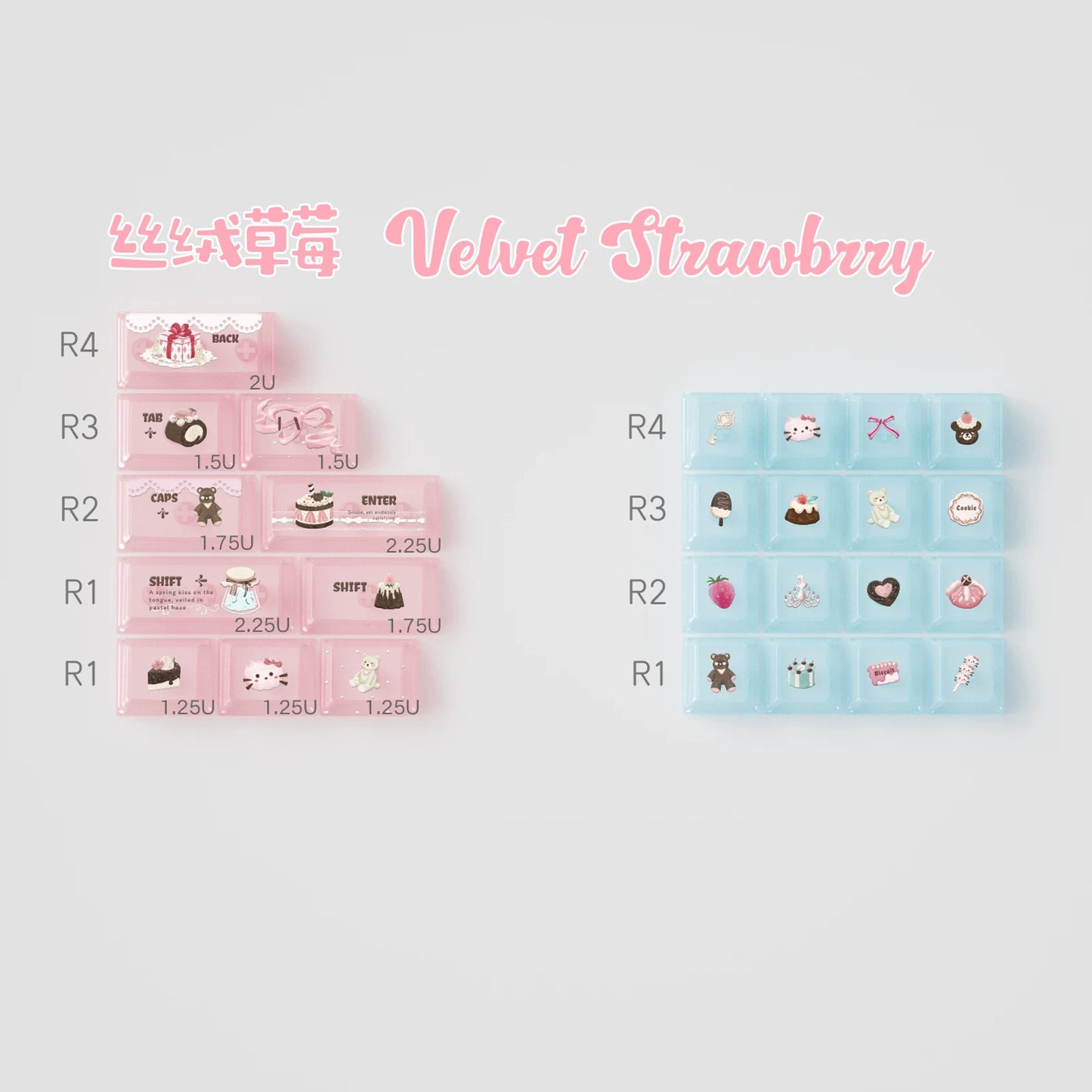 #0257 Velvet Strawberry Mint Chocolate Keycap Cherry/moa Profile(Not including keyboard)