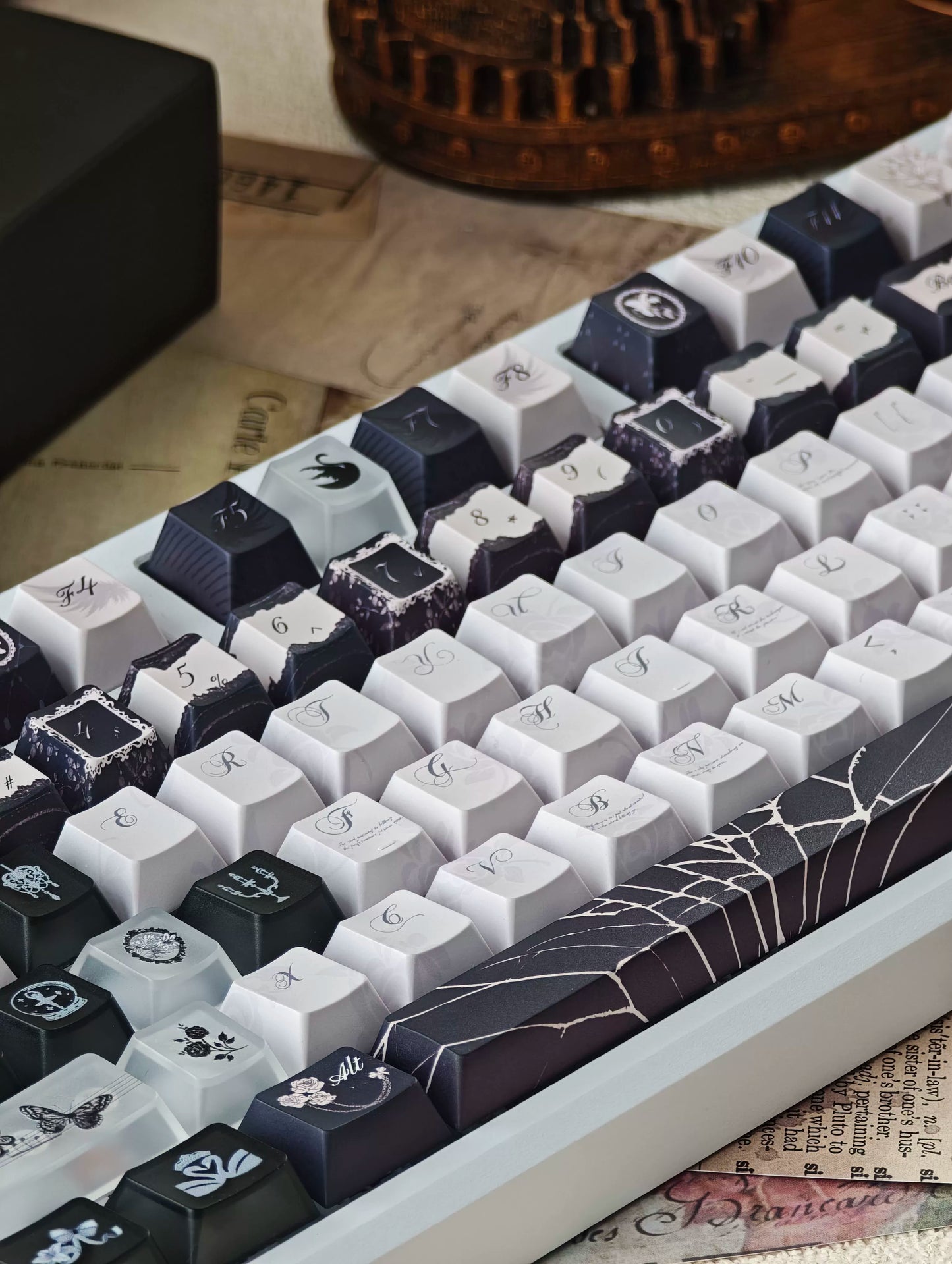 #0229 Dance of Ashes Black White Grey Keycap Designed By Miller