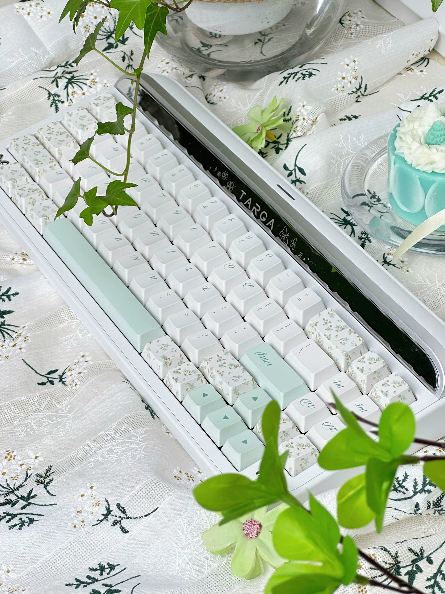 050 Pastel Green Eve Manor Floral Small Fresh Keycaps Cherry Profile Designed By MoCoo