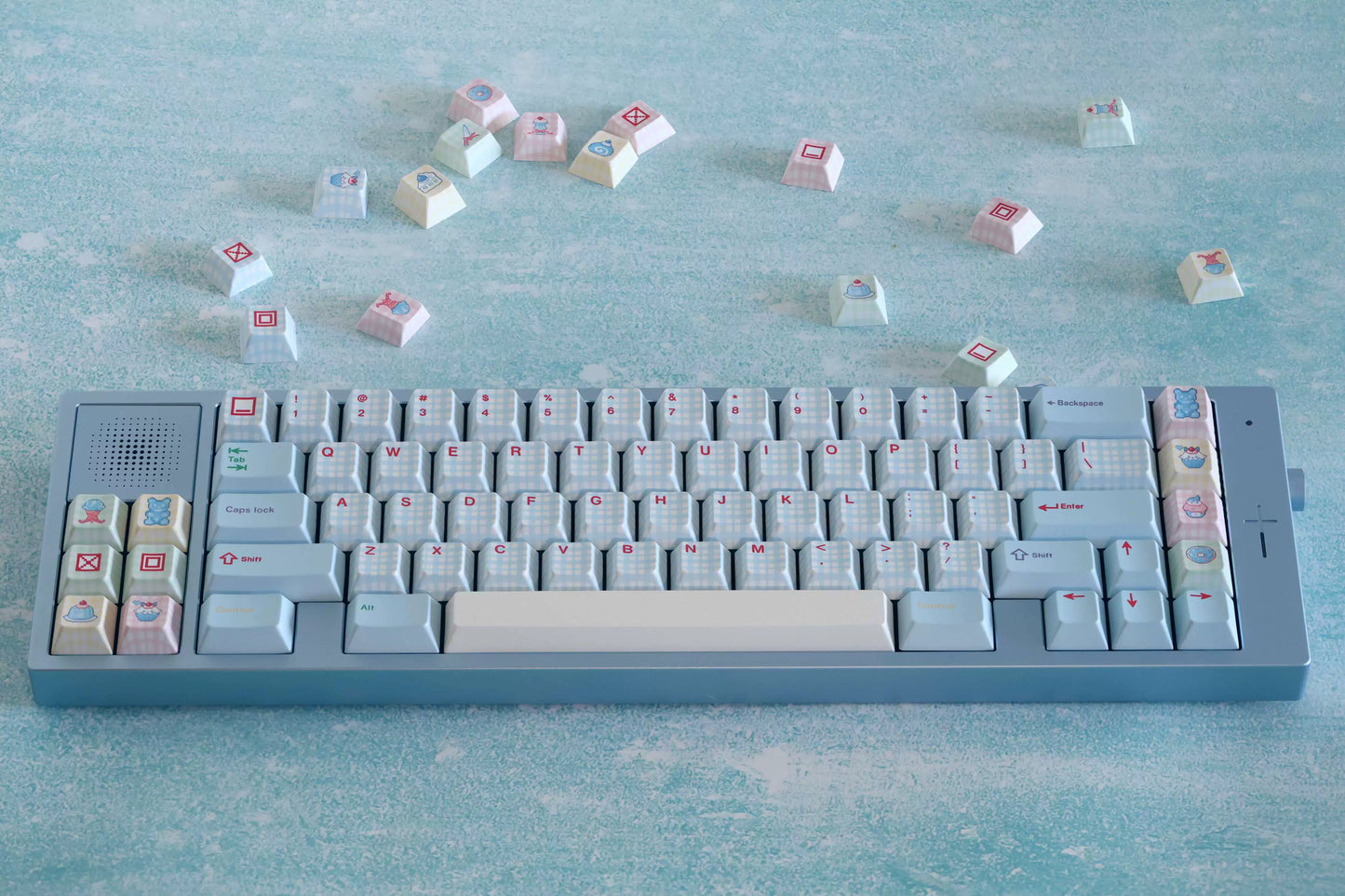 #0242 Showa Dessert Cream Soda Pastel Grid Keycaps Designed By Keyria Labs