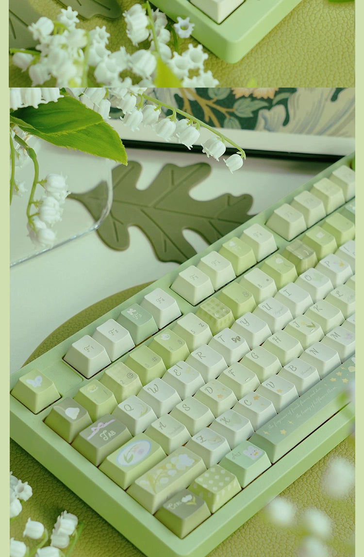 003 Pastel Green Rabbit Lilies of The Valley  Keycap Cherry Profile 138 Keys