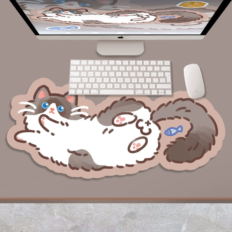 Kitty Cat Shaped Large Soft Mousepad Table Mat Kawaii Cute Cartoon Unique Girl Computer Desk Mat Keyboard Pad