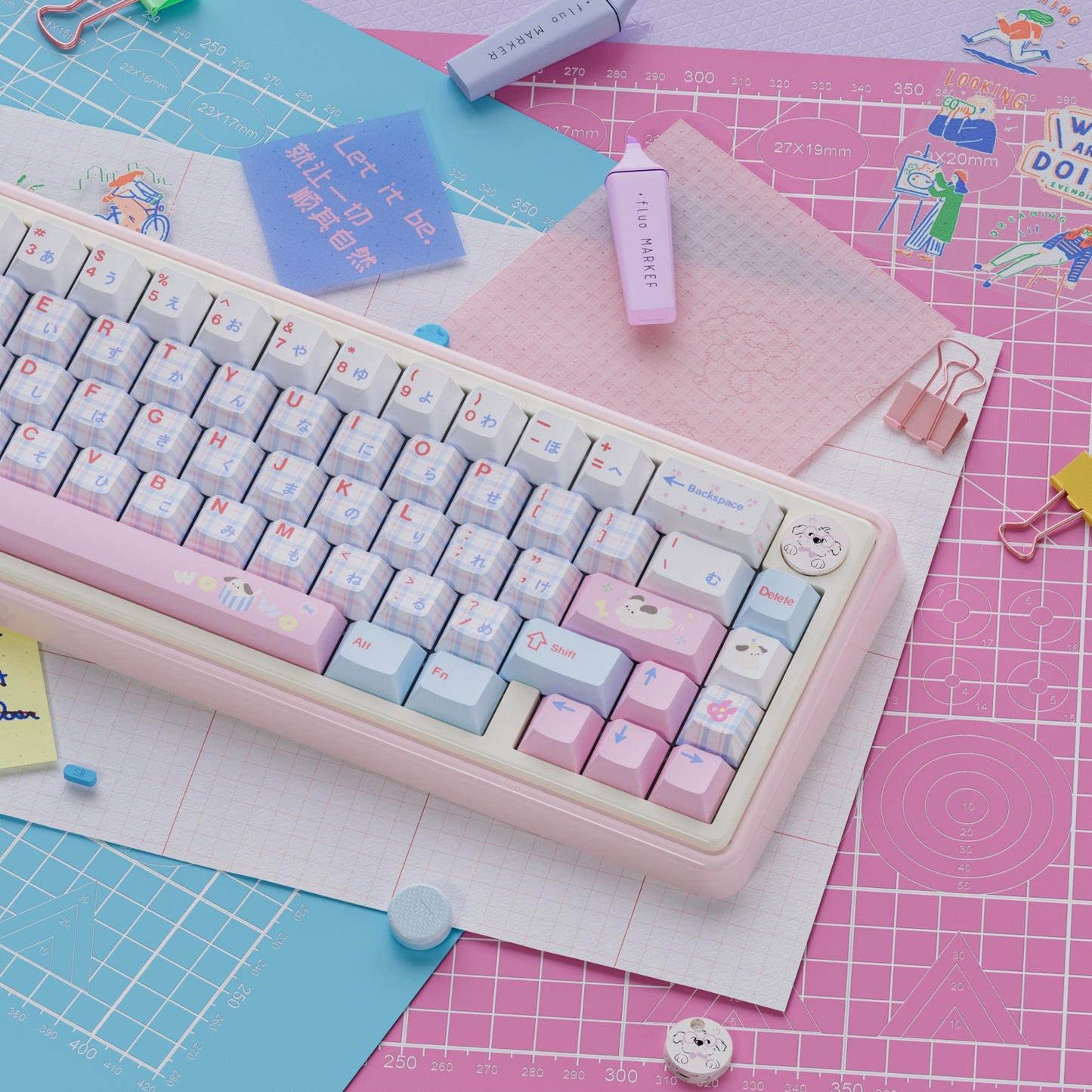 UR65 Blue/Pink/Red Mechanical Customized Keyboard (Tri-mode Gasket Hot Swap RGB Support QMK/VIA)