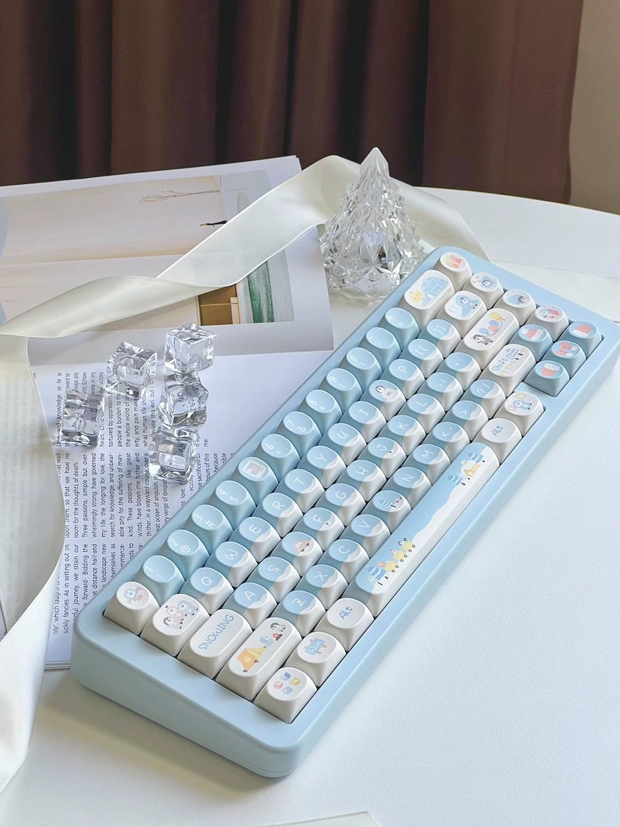 Pastel Blue Snow Little Penguin SOA Keycap Designed By MoCoo Studio