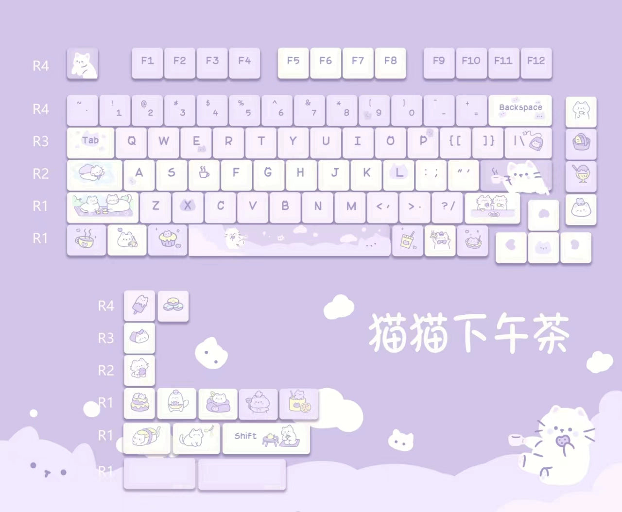 104 Meow Donalds Cute Pastel Keycaps