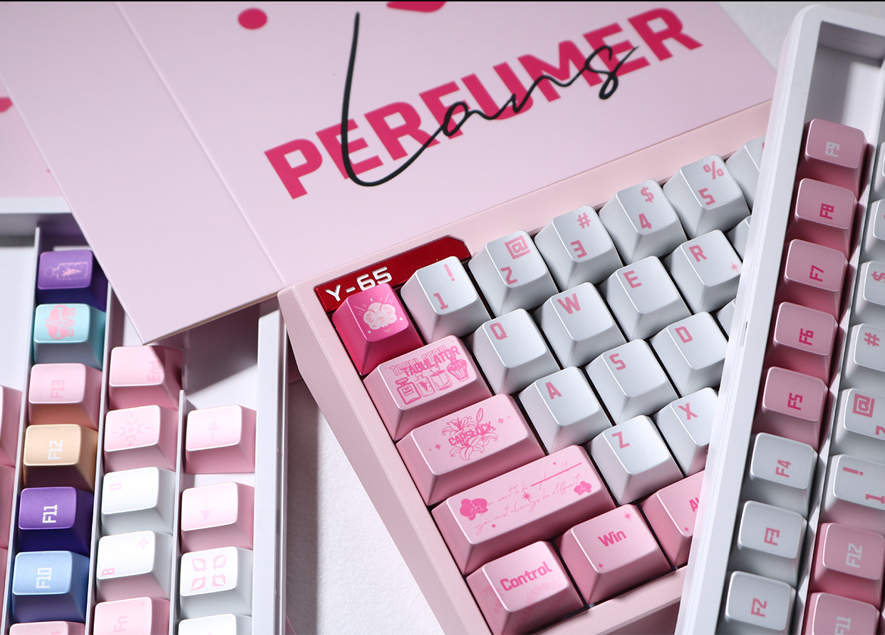 #0278 Pink Metallic Pearlescent Paint Perfumer Keycap + Fog Transparent PC Cherry Profile  Designed By Lans