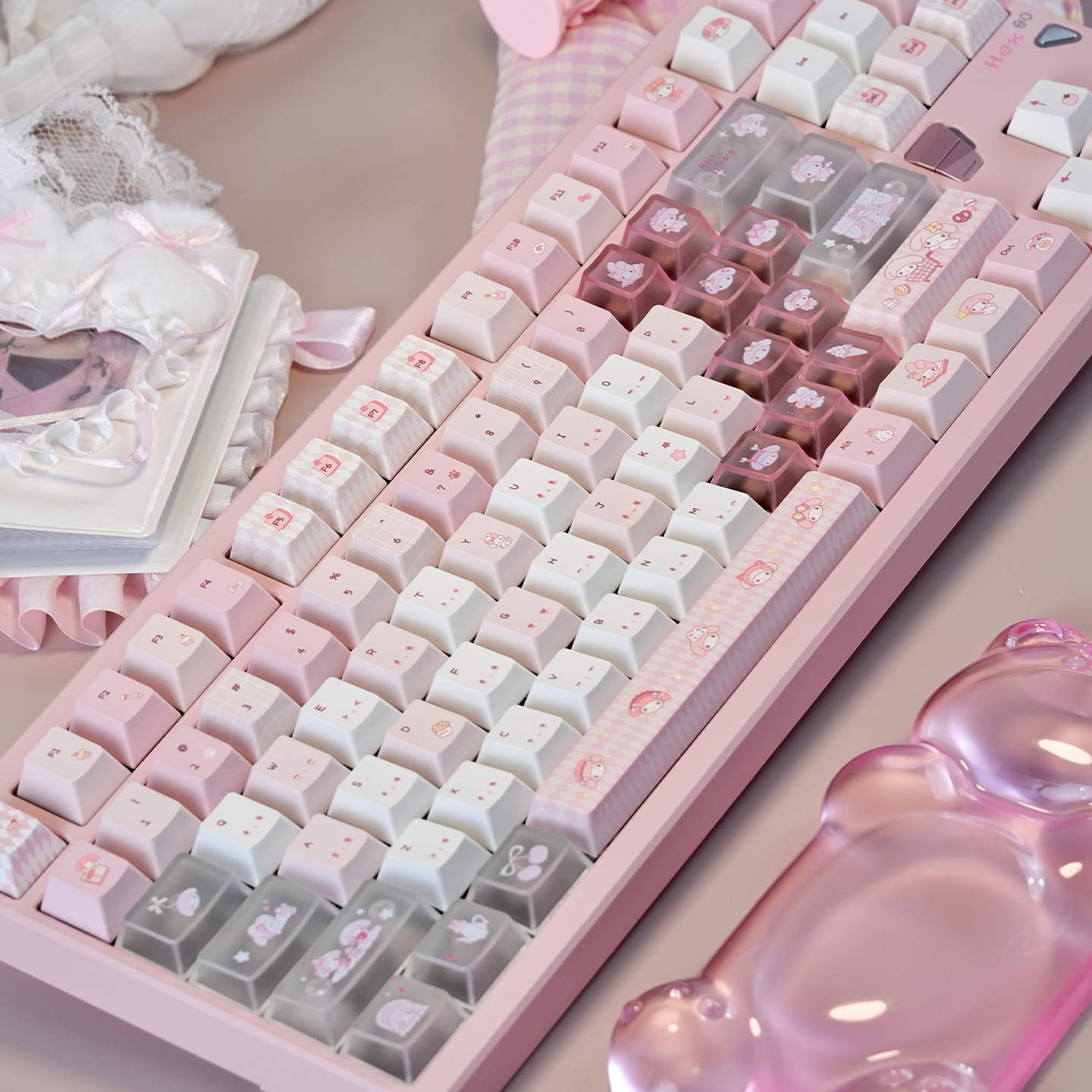 #0237 Melody Theme Pink Keycaps Designed By URE