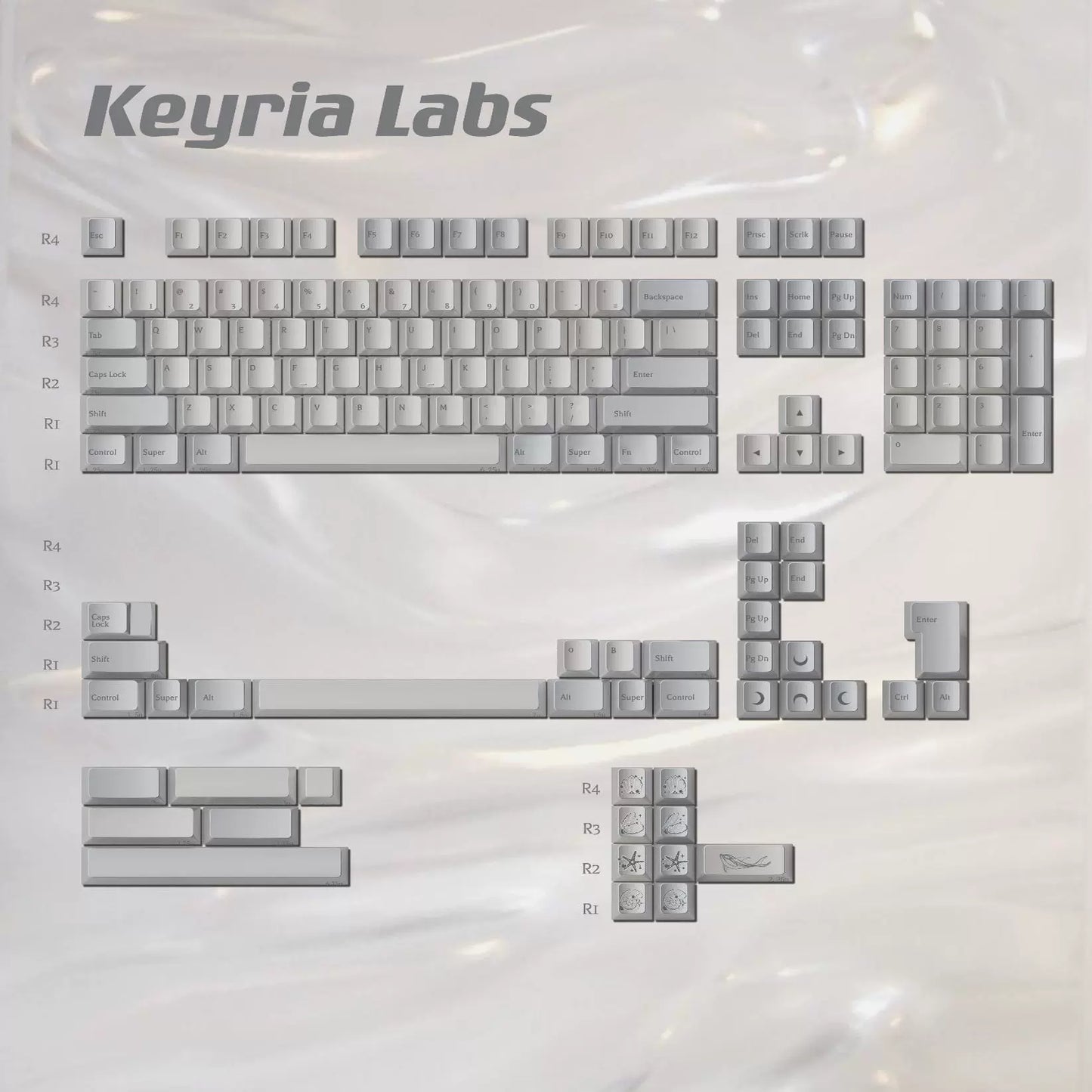 #0246 Pearl Tears Keycaps Cherry Profile Designed By Keyria Labs (not including keyboard)