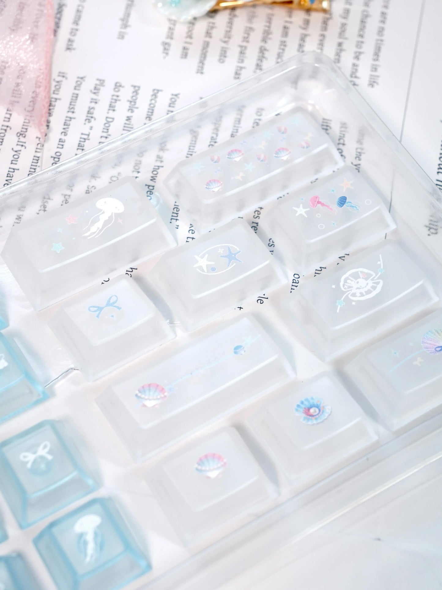 #0269 Pastel Seashell Jellyfish Pearls Keycaps With Foggy Pc Novelty Cherry Profile Designed By Miller