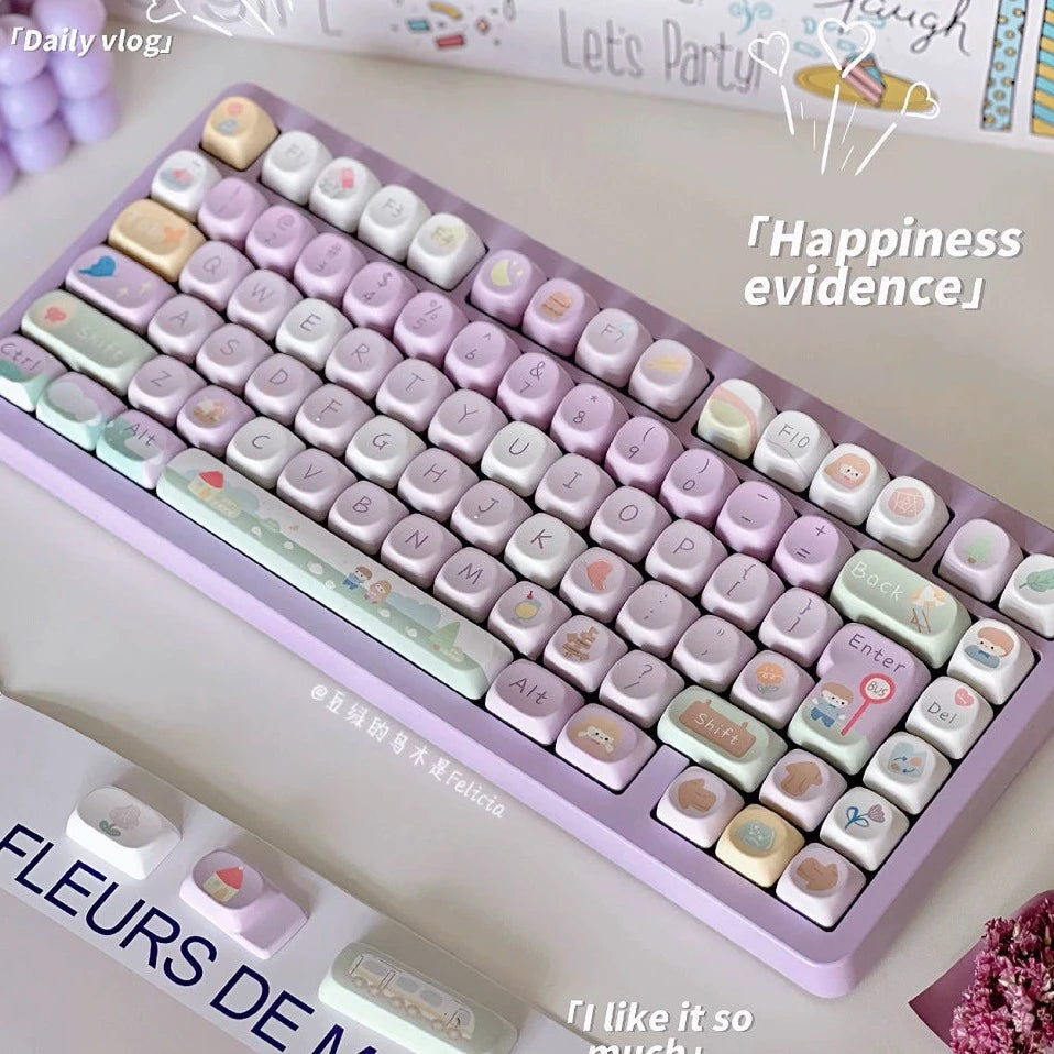 Romantic Travel SOA/Cherry Profile Customized keyboard Cute Purple Keycaps