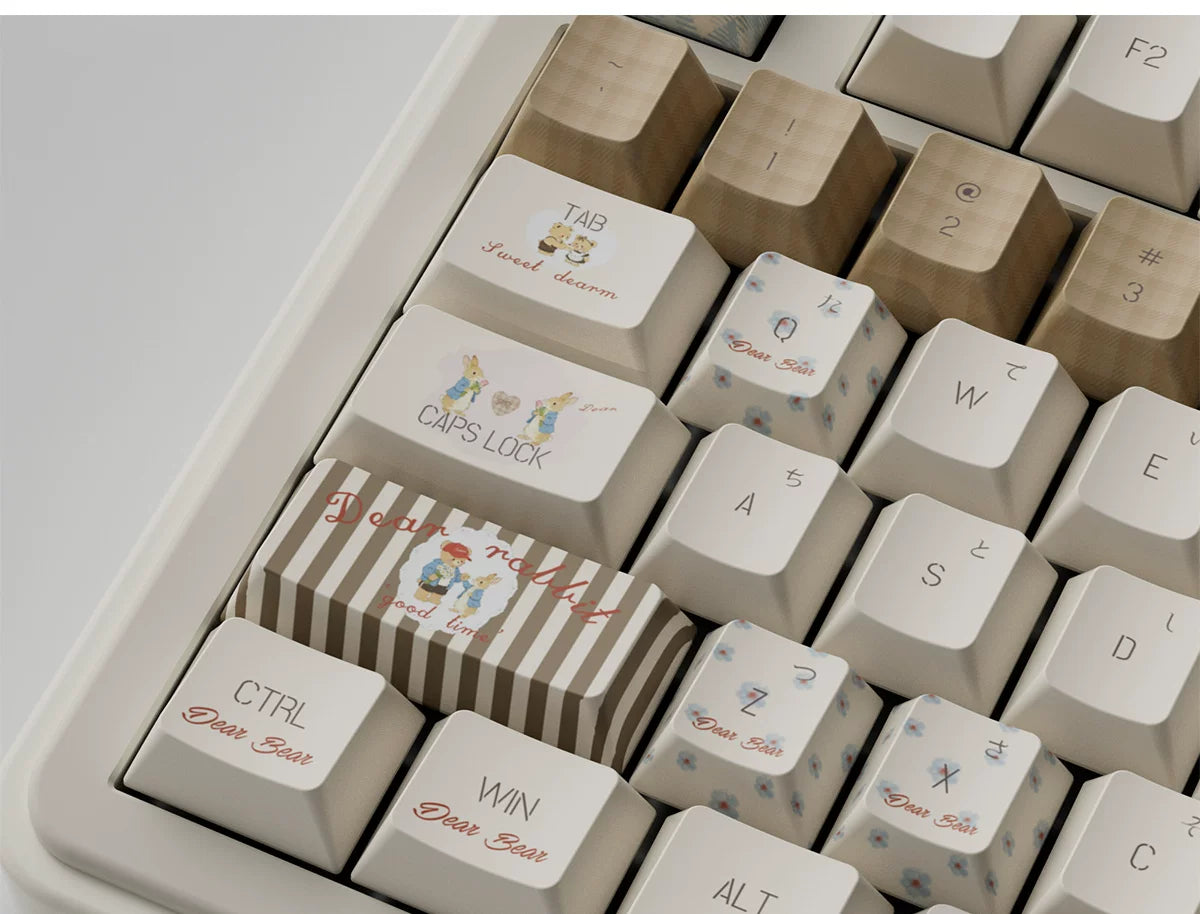 #0283 Milk Coffee Bear Cream Letter Tea Party Keycap Cherry Profile Designed By COLA