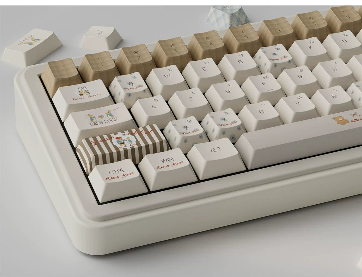 #0283 Milk Coffee Bear Cream Letter Tea Party Keycap Cherry Profile Designed By COLA