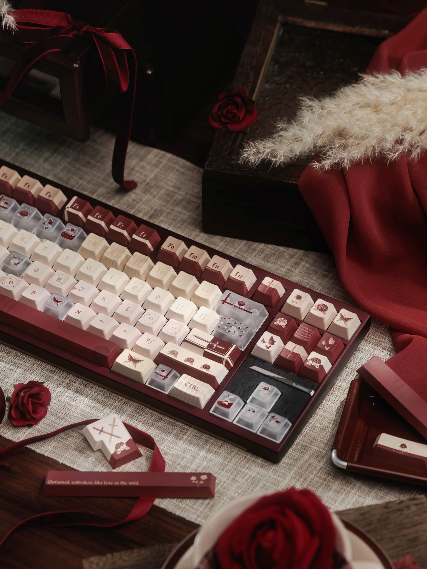 #0277 Wild Rose Keycap Retro Red Velvet Premium Designed By Miller