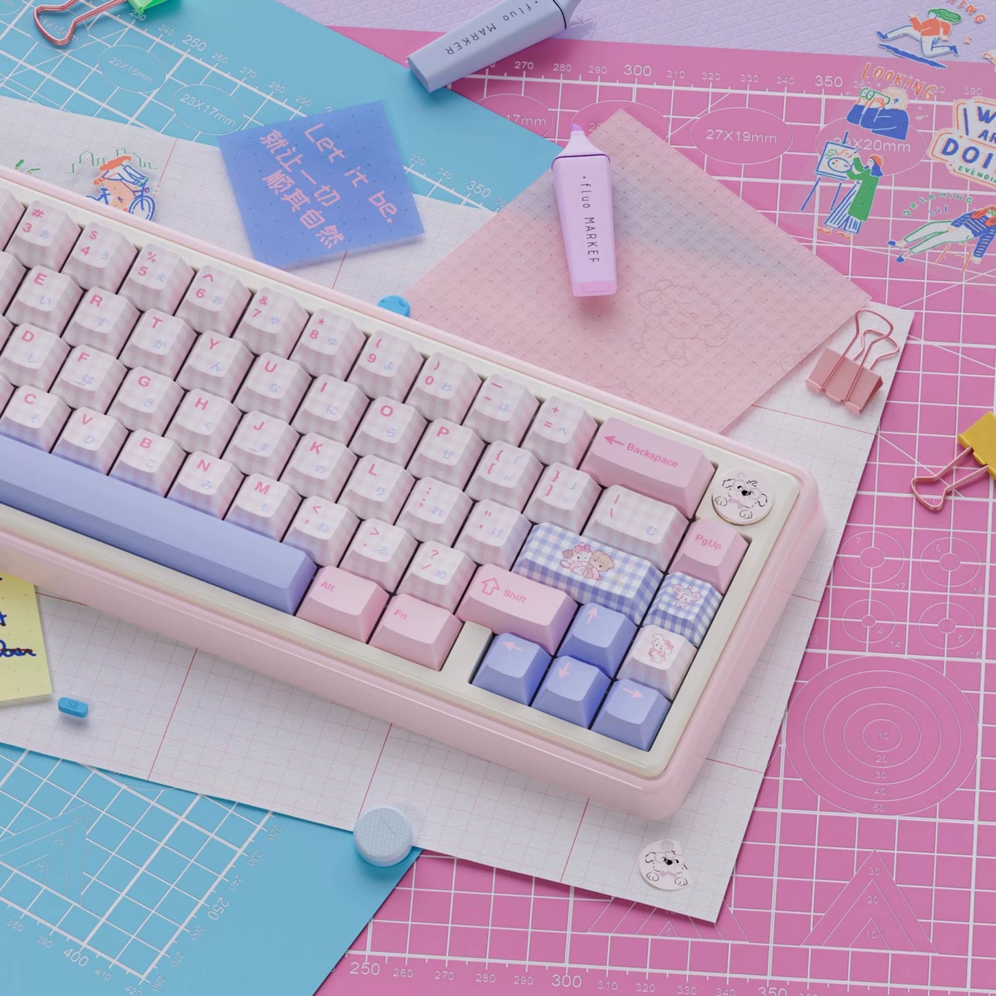 UR65 Blue/Pink/Red Mechanical Customized Keyboard (Tri-mode Gasket Hot Swap RGB Support QMK/VIA)