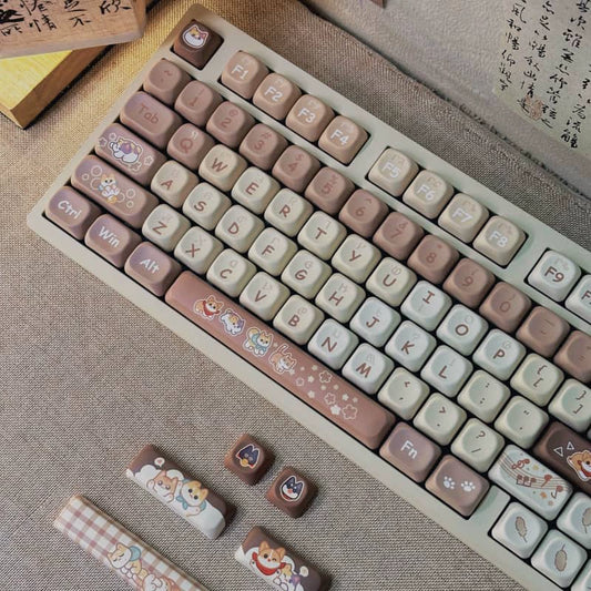 107 Cat Dog Theme Brown Keycap MOA Profile 137-key