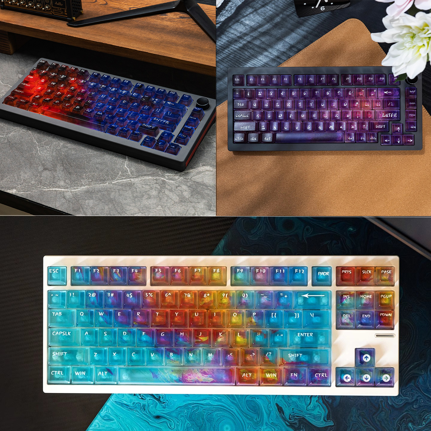 #0214 Neon/Universe/Star Gradually Change Foggy Matte Keycap（not including keyboard）