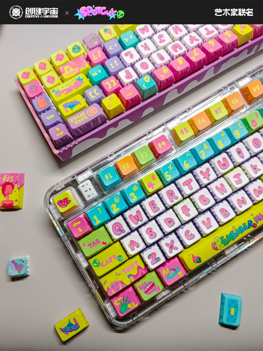 treet art style with fluorescent color palette Creative Universe X Yokilea Artists Spot Boy Theme Co Branded 136 Keys MDA Profile Keycaps