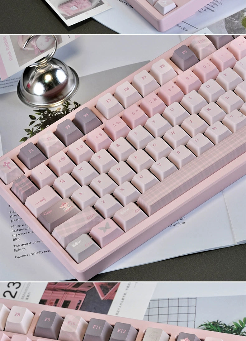 #0244 Gentle World Gray Pink Keycap Cherry Profile（not including keyboard）