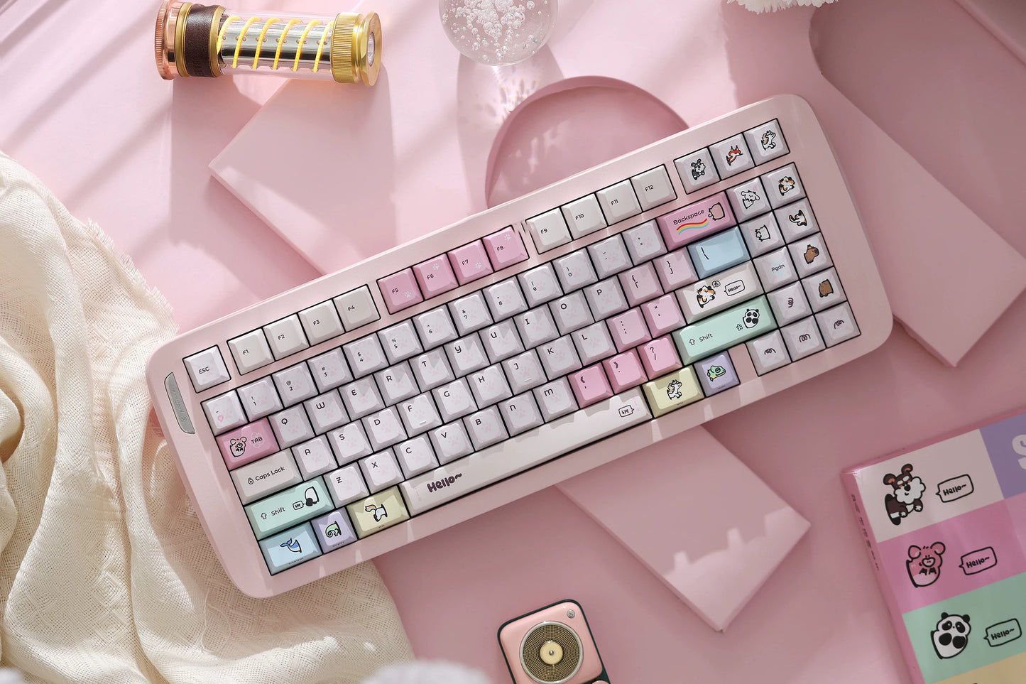 #0282 Cute Macaron Little Pet Keycaps Cherry Profile Designed By SINOKEY