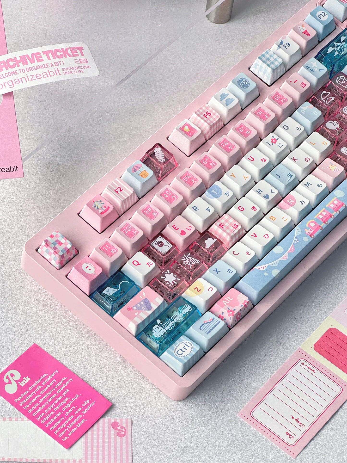 #0219 Amusement Park Cute Pink and Blue Keycaps (not Including Keyboard)