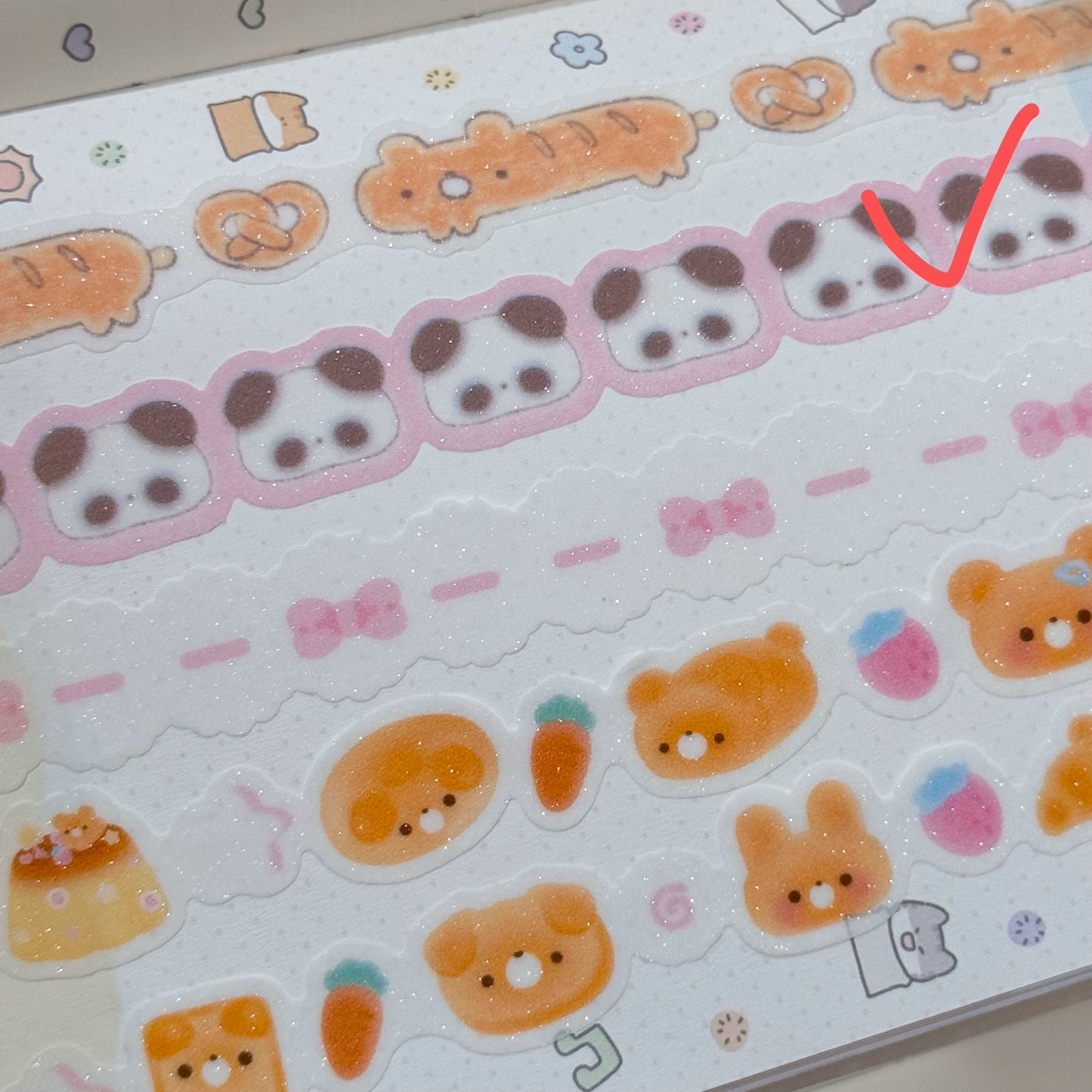 TUUO Cute Bear /panda /bowtie/ Bread Shaped Shiny Adhesive Matte Decorative Tape Stickers for Bullet Journal / Planner