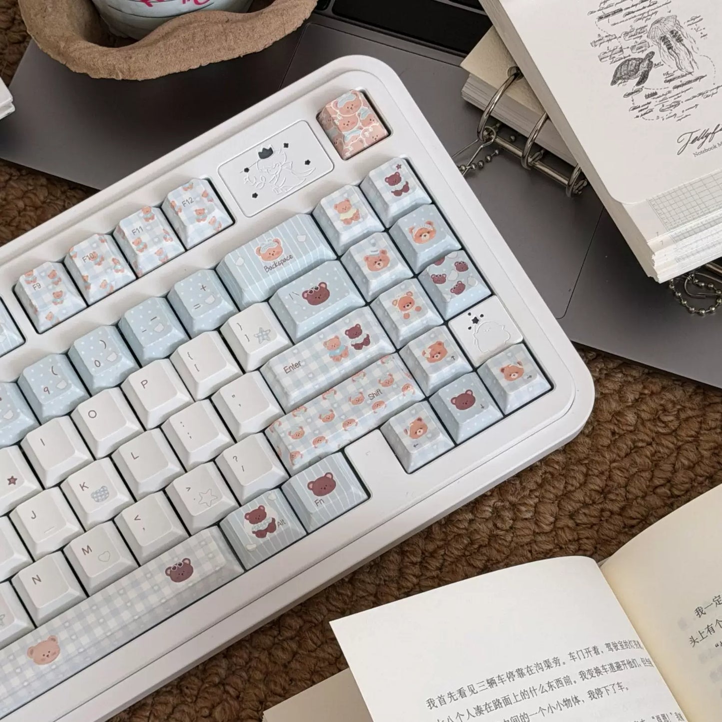 #0279 Light Blue Cream Bear Keycap cherry Profile Designed By LilyX Labs