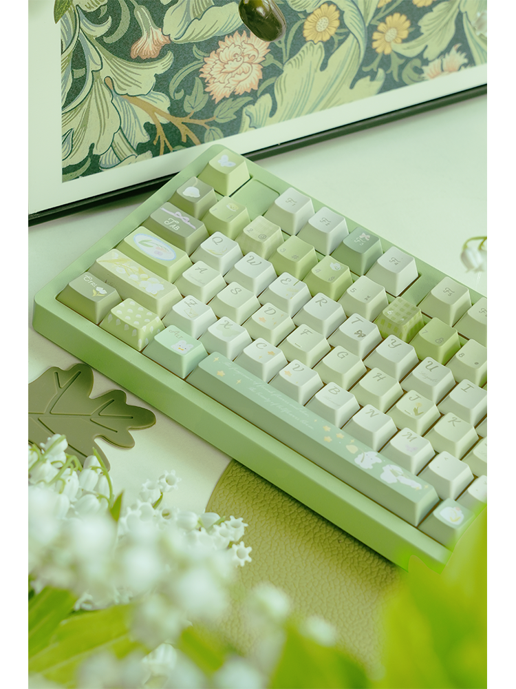 003 Pastel Green Rabbit Lilies of The Valley  Keycap Cherry Profile 138 Keys